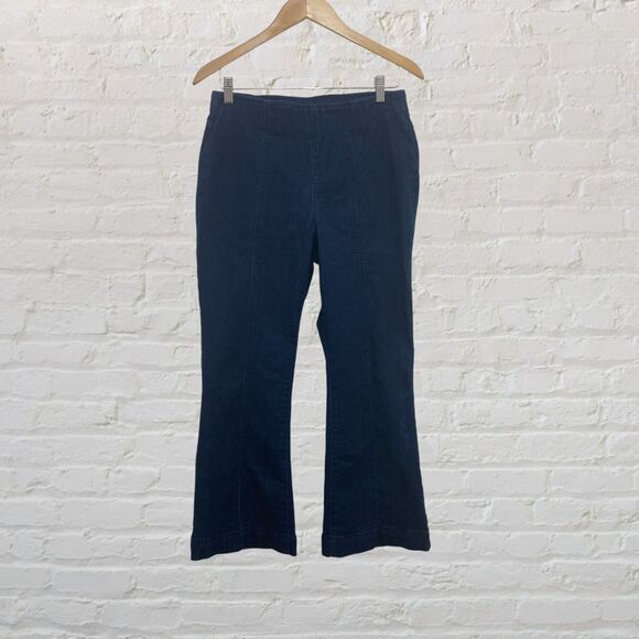 INC Crop Jeans 12 Pull On Wide Leg Stretch Denim Blue Cotton Comfy 💙 - Picture 2 of 13
